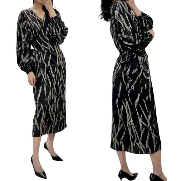 NWOT DIARRABLU Scribble Printed V Neck Wrap Dress | Sz Small - Picture 5 of 11